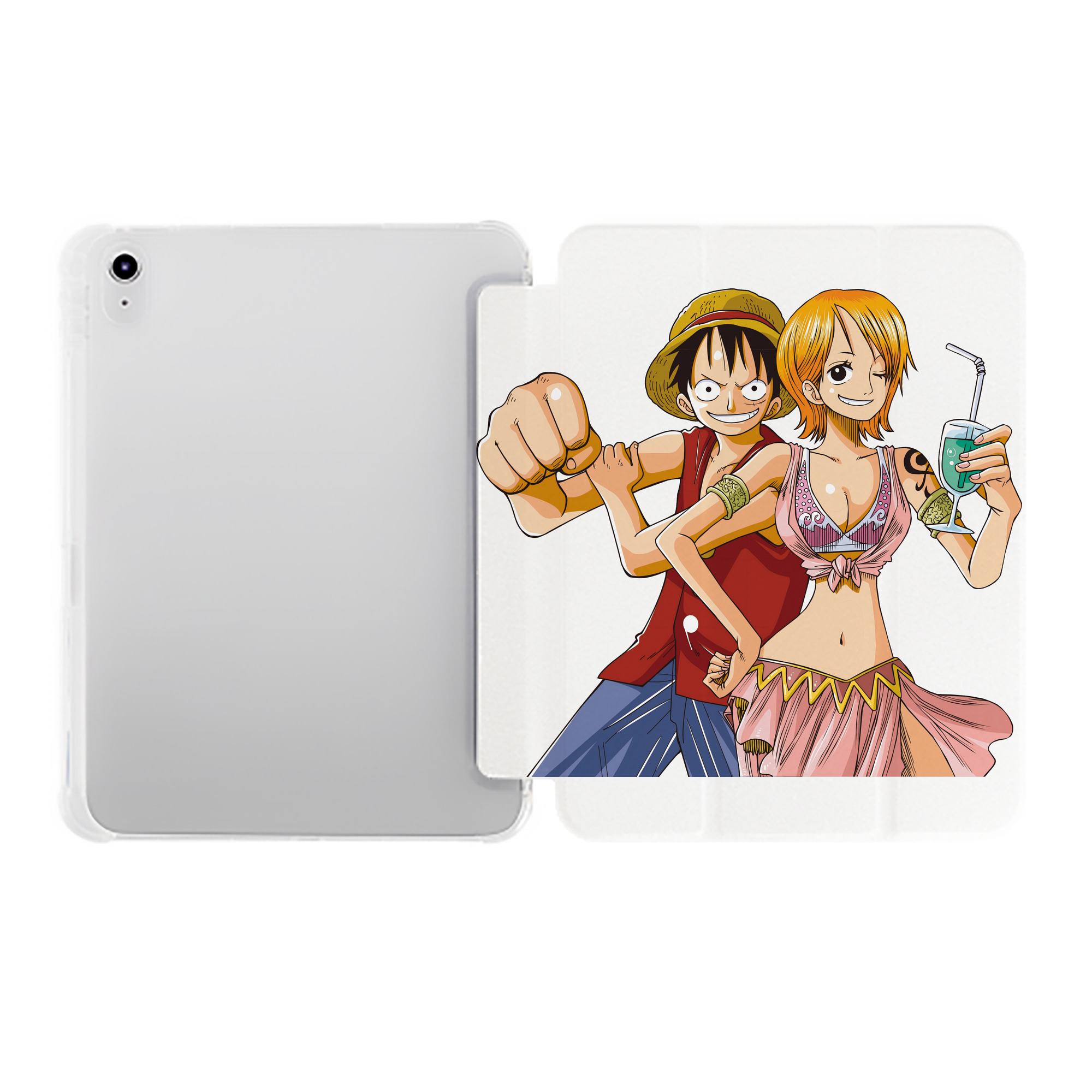（画像用） ワンピース モンキー・D・ルフィ ONE PIECE Monkey D. Luffy IPad ケース ペン収納付き 三つ折りスタンド PUレザー×シリコン 対応機種9.5/10.5/10.9インチ